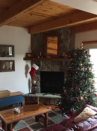 A cozy living room with a gas fireplace and comfortable seating.